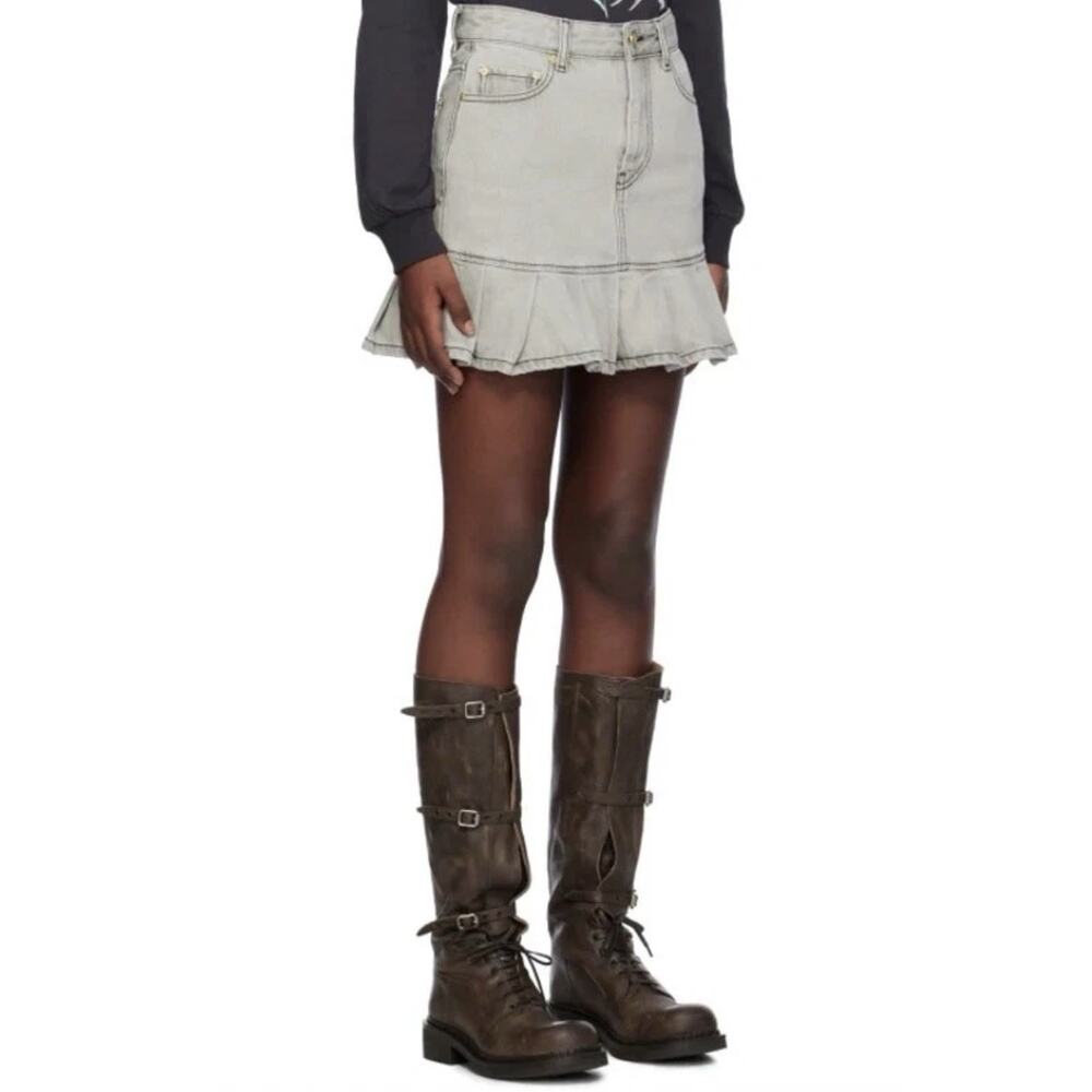 Ganni Future Denim Pleated Mini Skirt